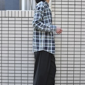 cotton light flannel check shirt blue