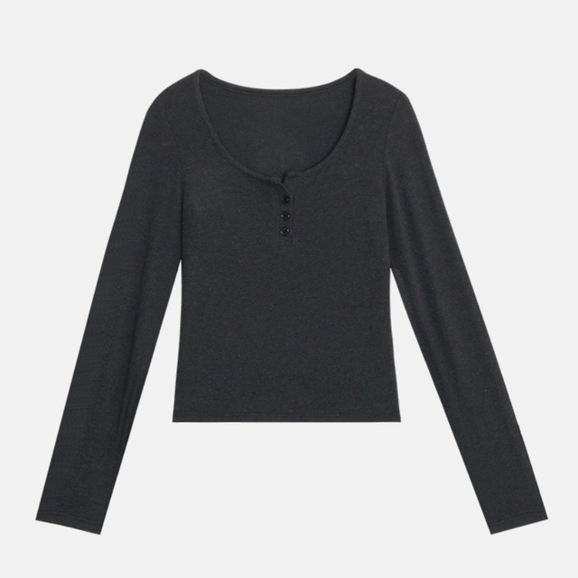 button-front long sleeve t-shirt J00055