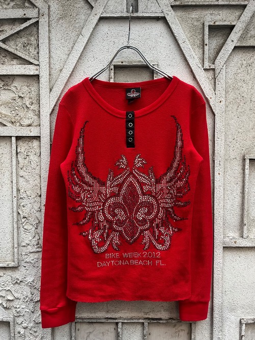 "Y2K" rhinestone henry neck thermal