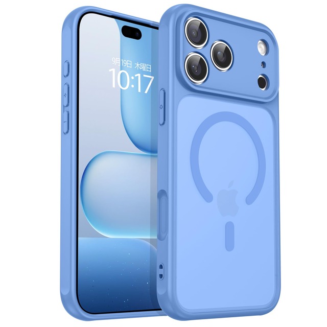 DUEDUE iPhone 18 Pro Max ケース MagSafe対応 マット感 ライトブルー 耐衝撃 マグネット搭載 半透明のデザイン