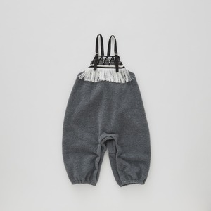 【24AW】eLfinFolk(エルフィンフォルク)ZigZag Fringe Fleece Rompers gray(80/90)ロンパース グレー