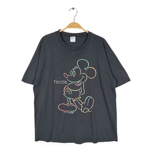 90s ミッキーマウス USA製 ヴィンテージ Tシャツ ネオンミッキー ディズニーオフィシャル MICKEY MOUSE ベルバシーン VELVA SHEEN サイズL BB0795