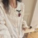2色/ビッグカラーボタニカル刺繍ブラウス ・12144
