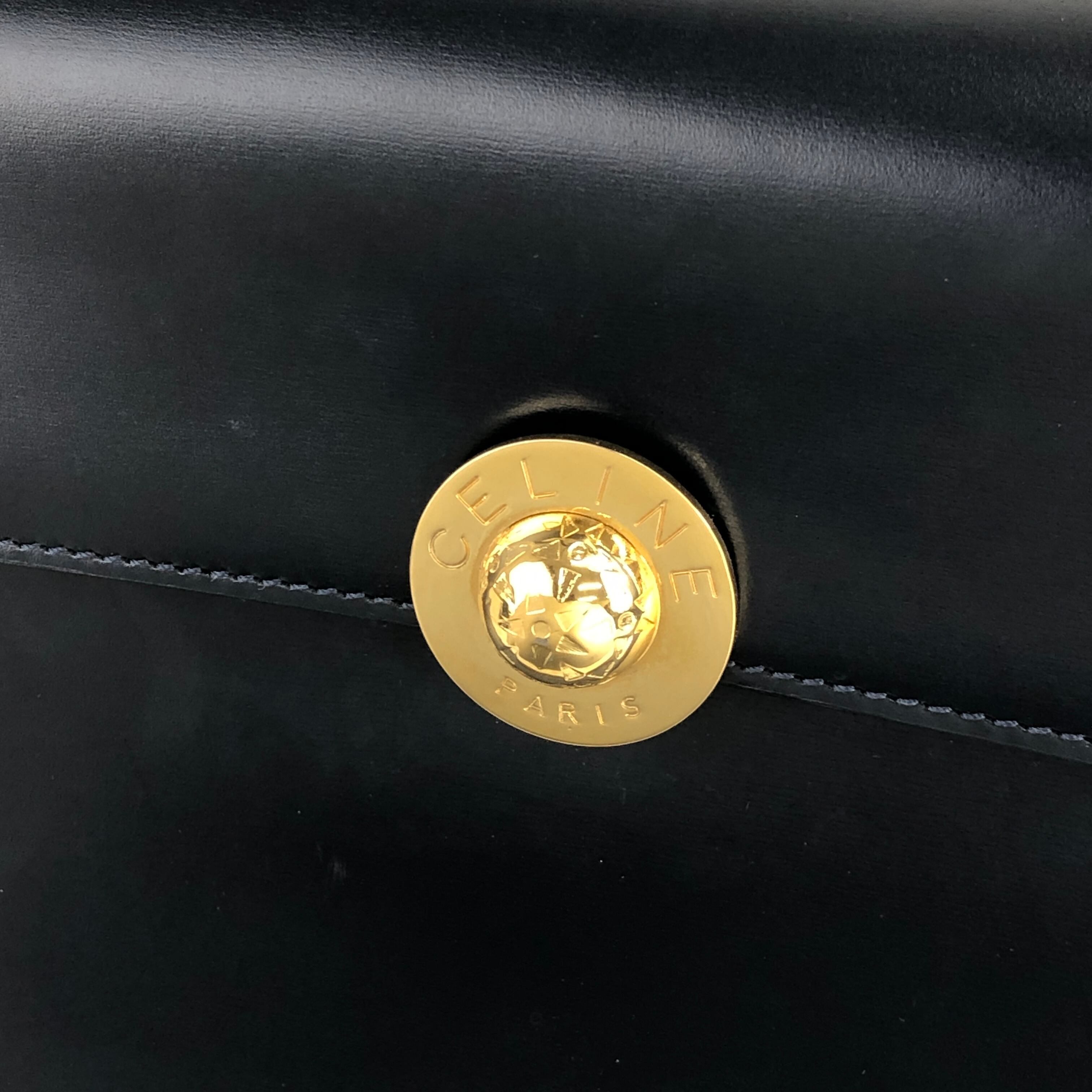 CELINE セリーヌ ハンドバッグ ネイビー スターボール レザー vintage