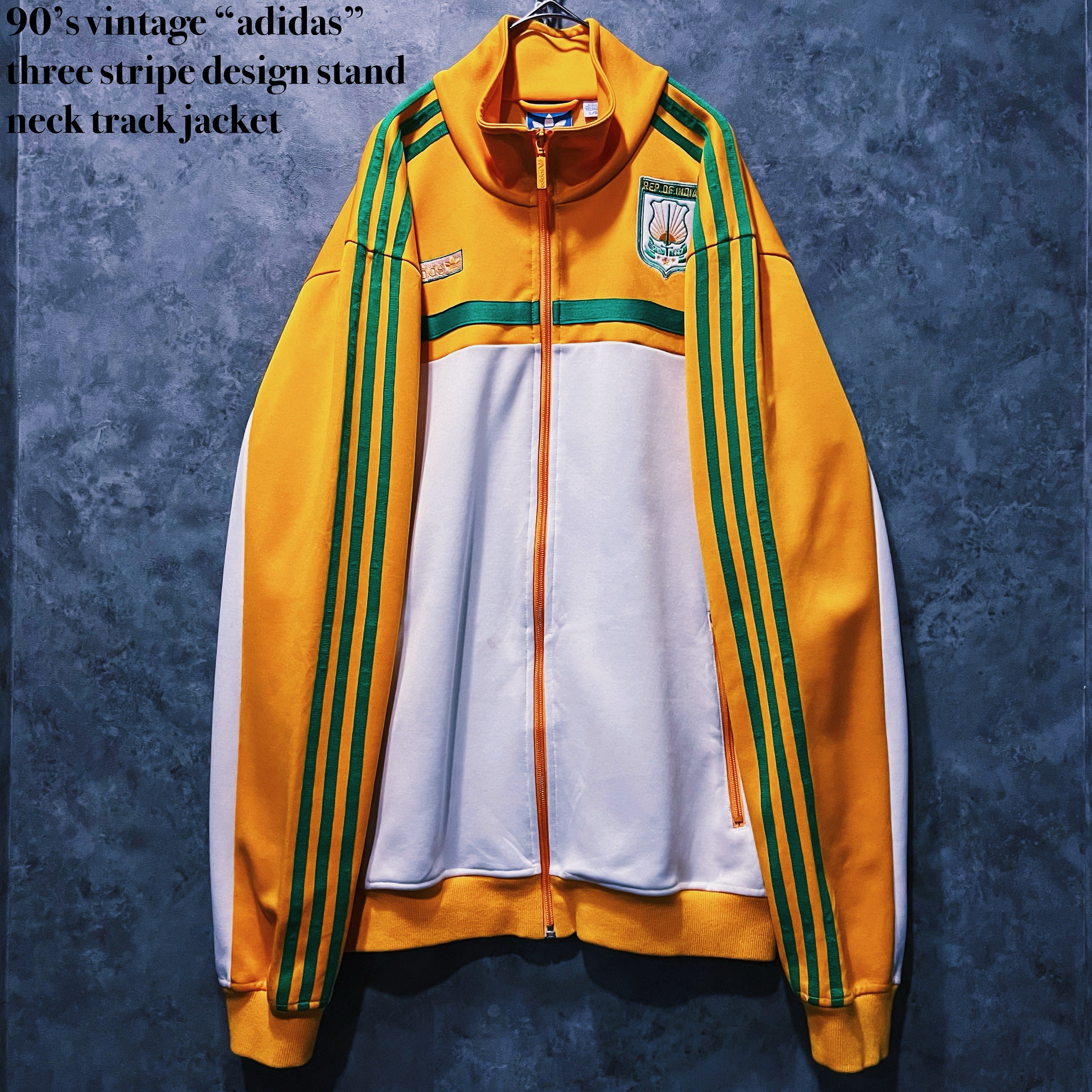 【doppio】90’s vintage “adidas” three stripe design stand neck track jacket