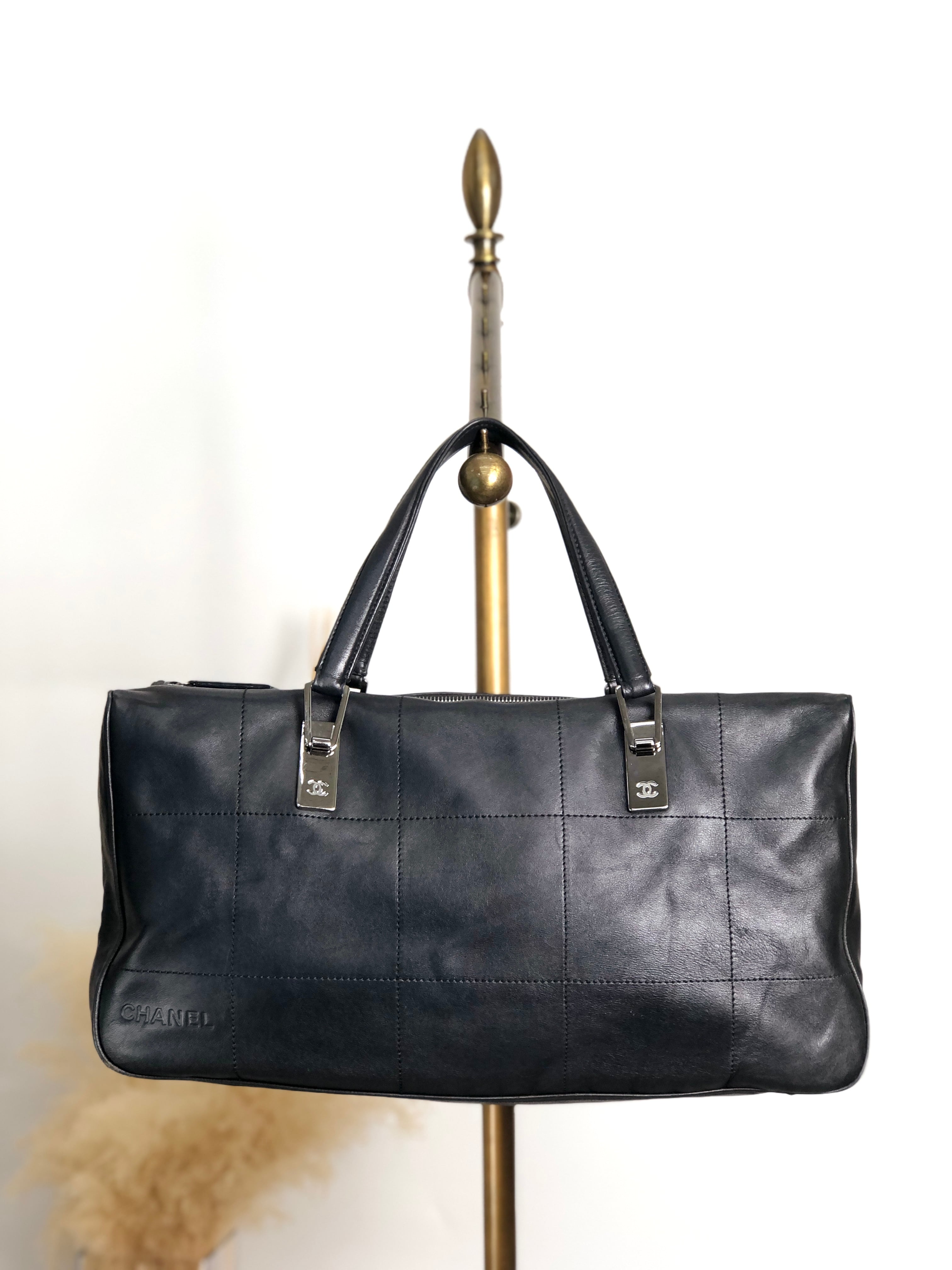 CHANEL シャネル ハンドバッグ ブラック チョコバー レザー ボストンバッグ vintage ヴィンテージ オールド 6gabx8