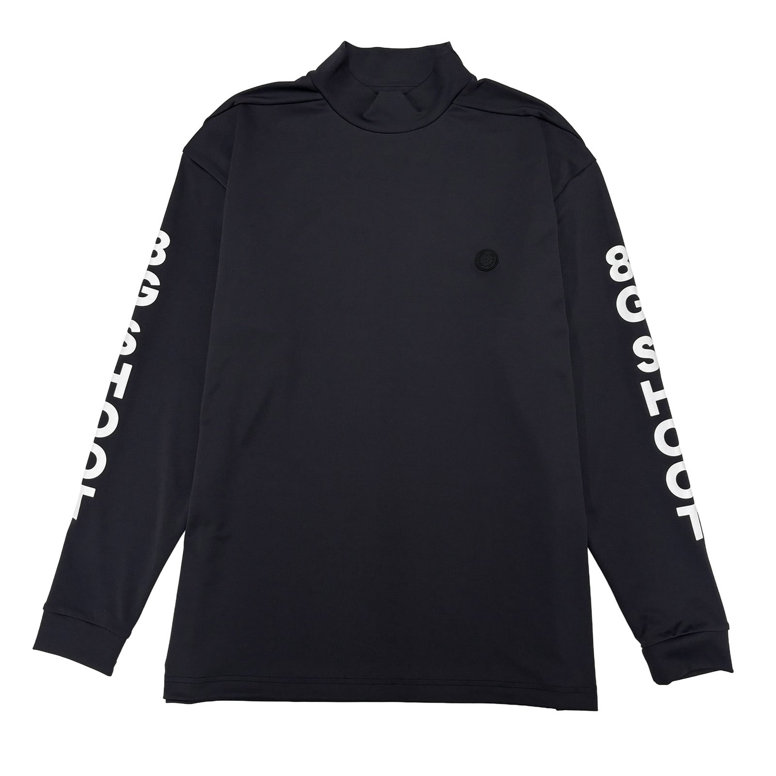 SLEEVE LOGO L/S MOCK NECK SHIRT -CHARCOAL-