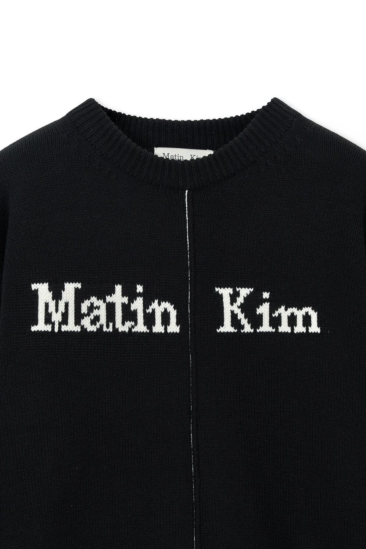 Matin Kim] ASYMMETRIC LOGO KNIT PULLOVER IN BLACK 正規品 韓国