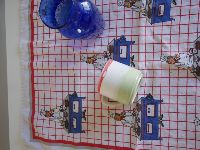 80s European Chef Pattern Tea Towel