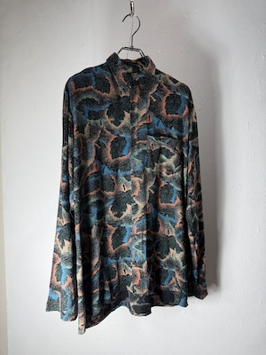 90s EUR Art Pattern Rayon Shirt