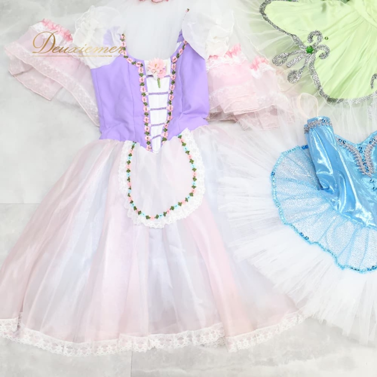 バレエ 衣装 ballerina バレリーナ 6点 まとめ売り セット チュチュ レオタード ホワイト系 ピンク系 パープル系 ブルー系 グリーン系 黄緑 ピンク 紫 水色 ジュニア キッズ 子供 コンクール 発表会