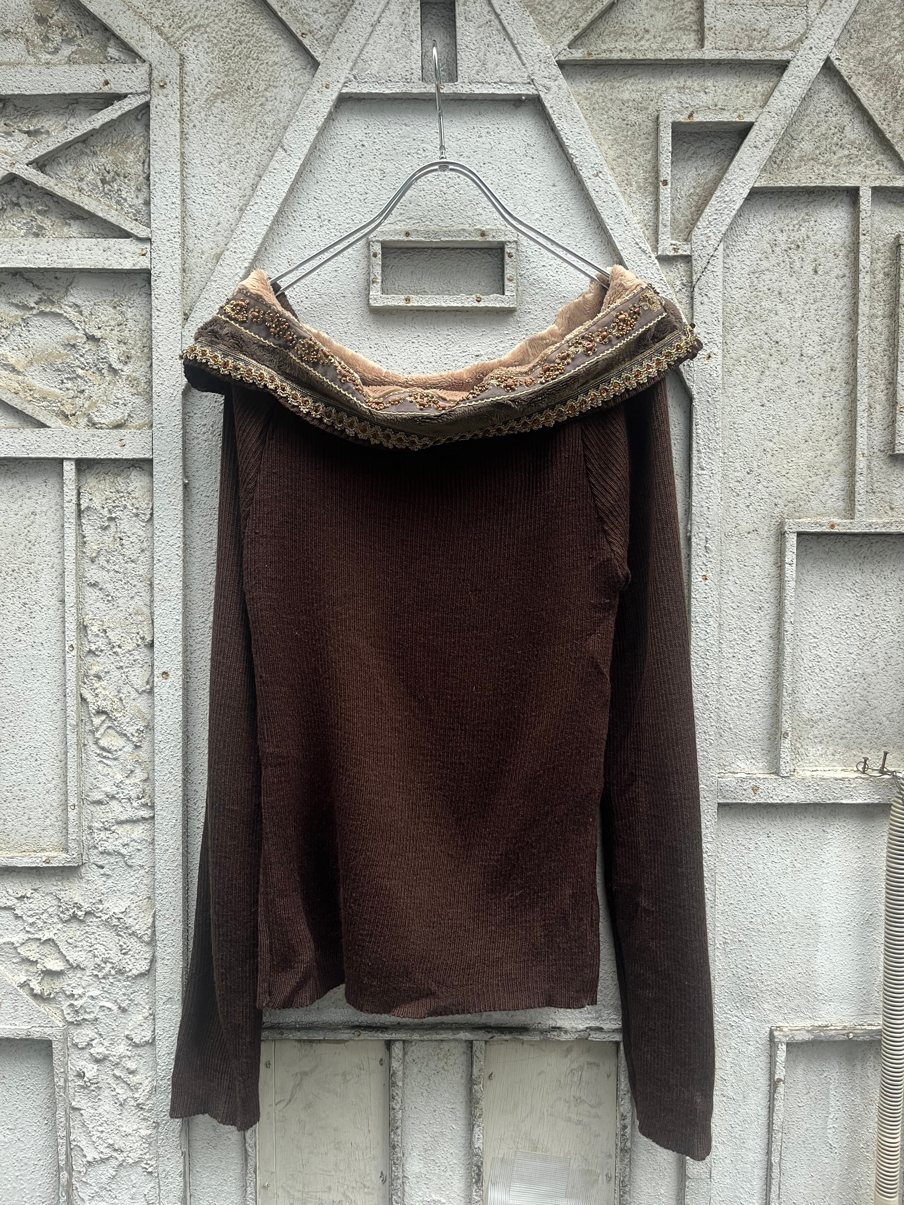 "SALEPEPE" design off-shoulder rib knit / made in ITALY