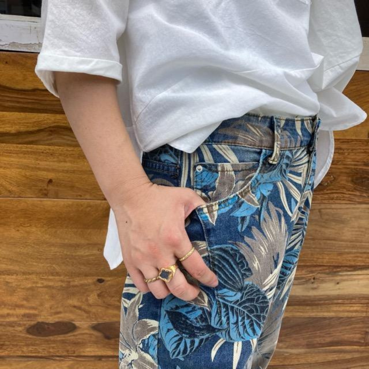 Topanga Lady's　ボタニカルワンウォッシュデニムパンツ　トロピカル