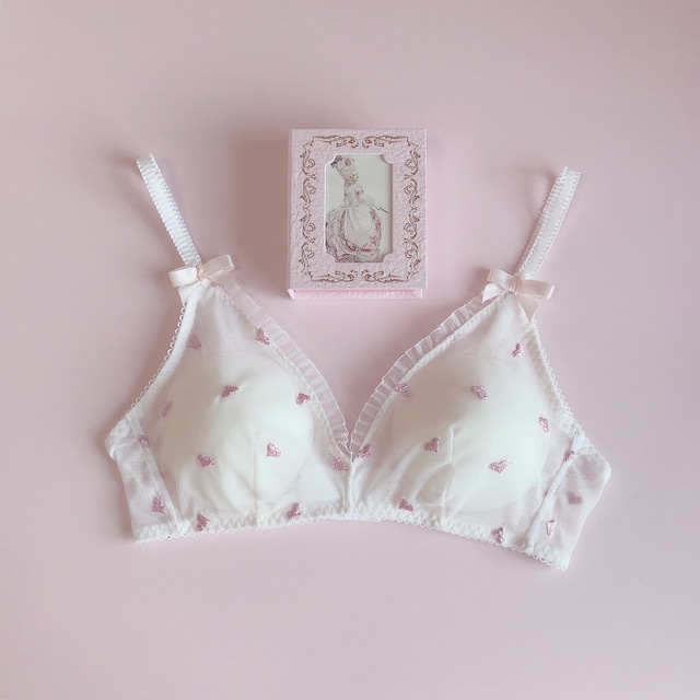 pink hearts bralette(baby pink)