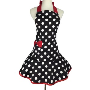 ［Red］One side ribbon apron　F035