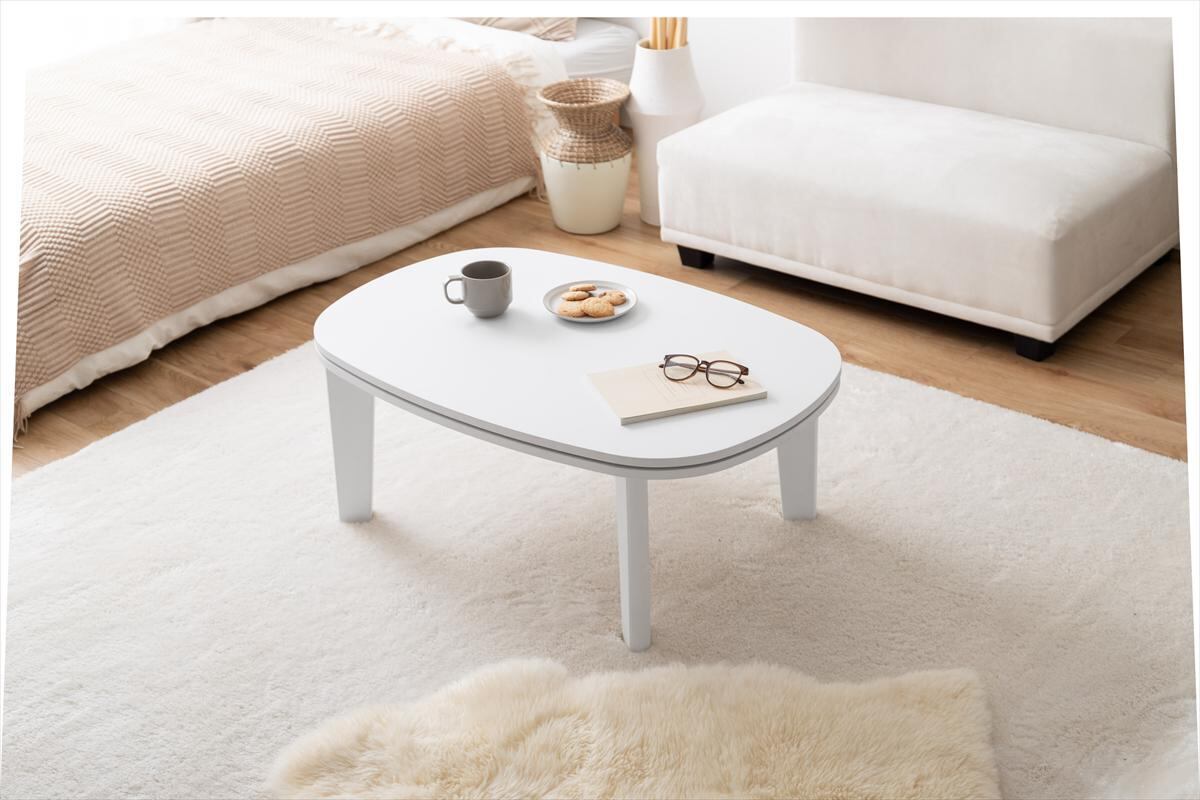 【楕円形:天板 90cm×60cm】こたつテーブル　ホワイト ◯ 【楕円形:天板 90cm×60cm】こたつテーブル | Penguin`s Garage