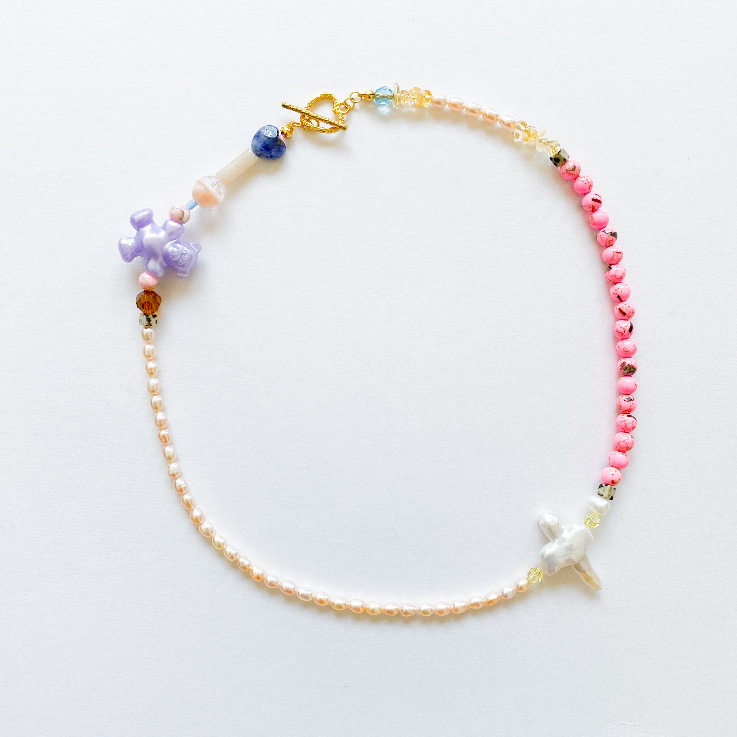 淡水パールとビーズのネックレス(たまに天然石）