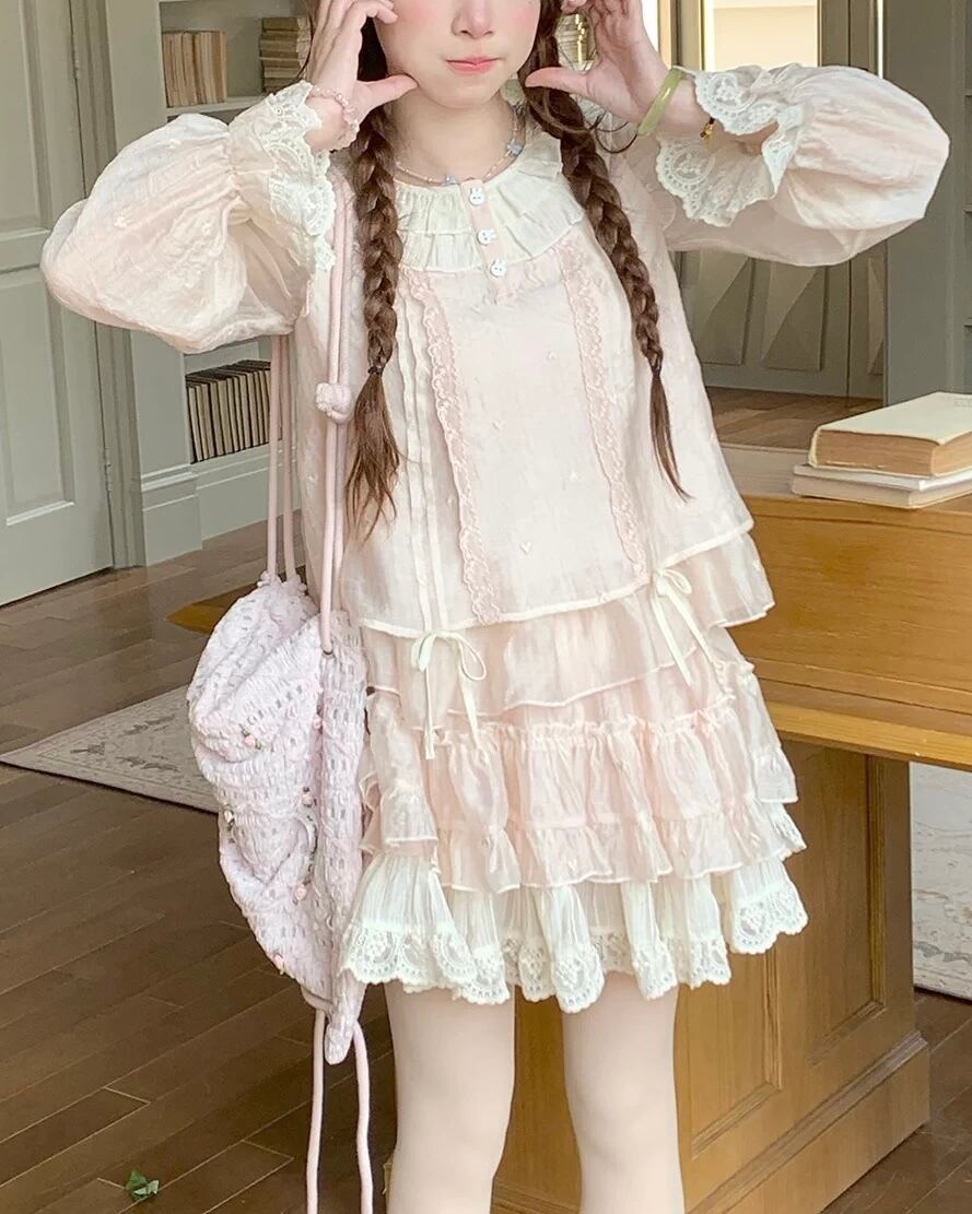 ピンクバニーシフォンフリル ブラウス(単品) 25W08406T