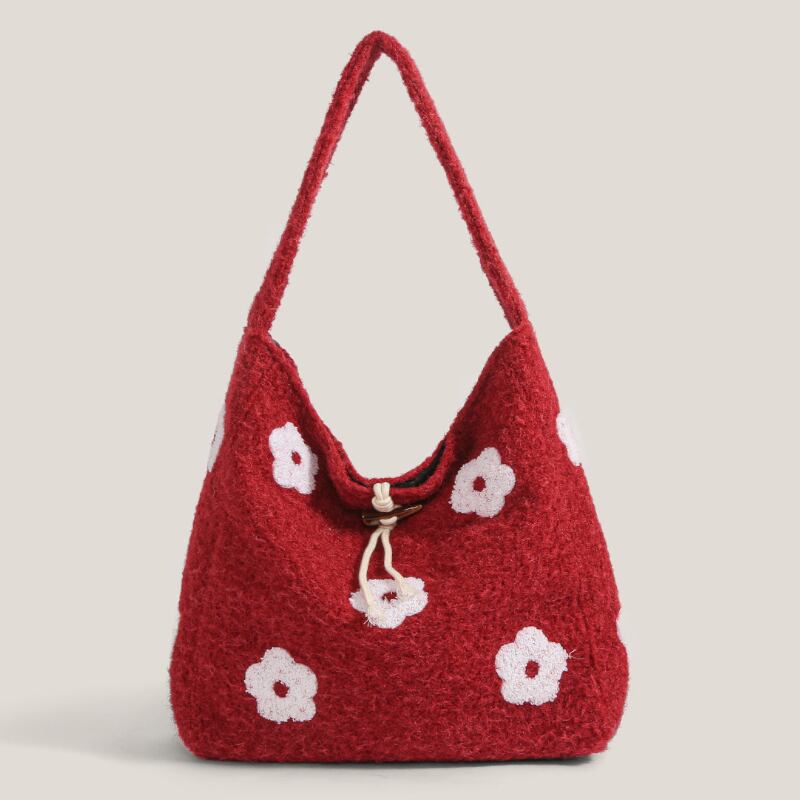 Cozy Flower Knit One-Handle Tote S0243