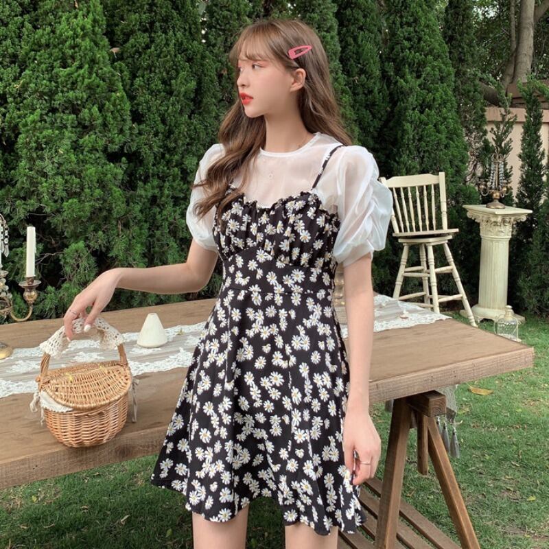 気質の女神ファンの服は、新しい女性の夏の視点のボトミングシャツトップ小さなデイジーストラップドレスに合います 1号婦人62154052544