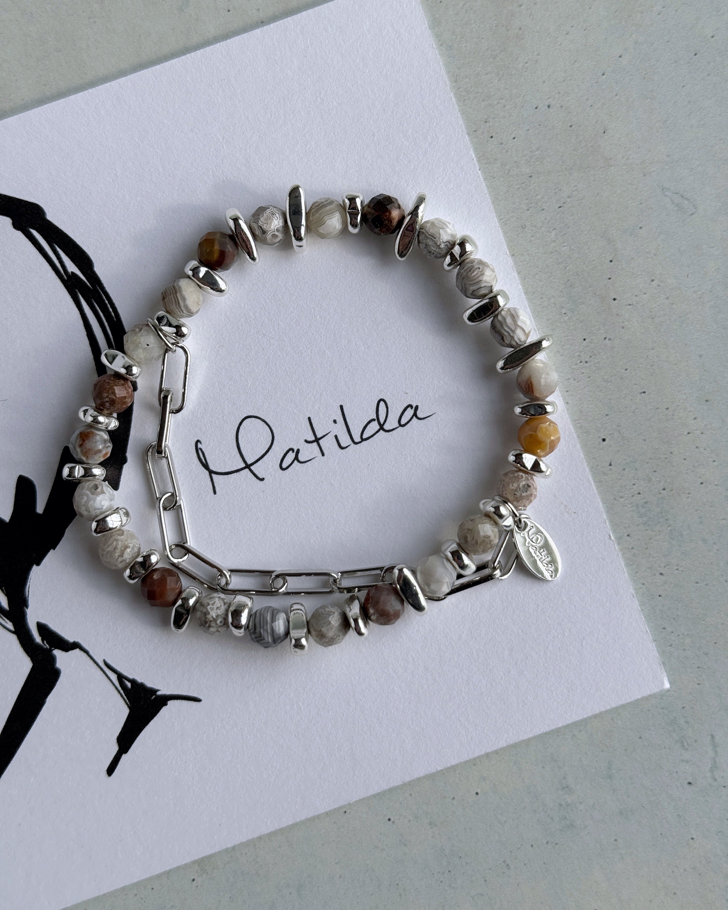 Chain & stone bracelet(ラグナレースアゲート)