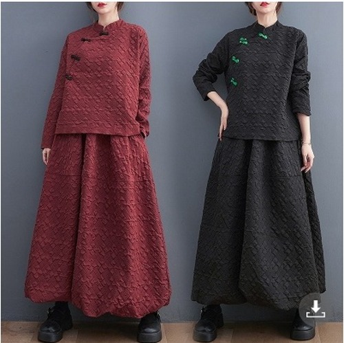 【秋冬新作】ファッション/上下セットトップス♪ブラック/アカ2色展開◆#secmio-219537