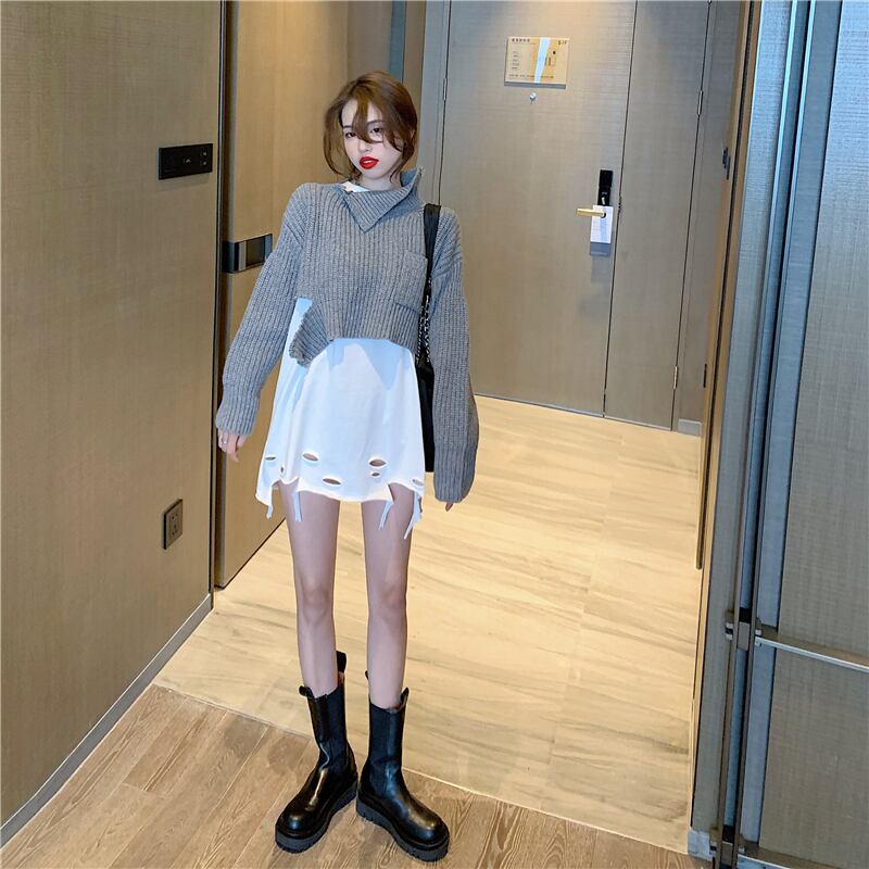 オータムセーター ニットトップス Tシャツ レッド 秋物 ドラファッションホール40805210374