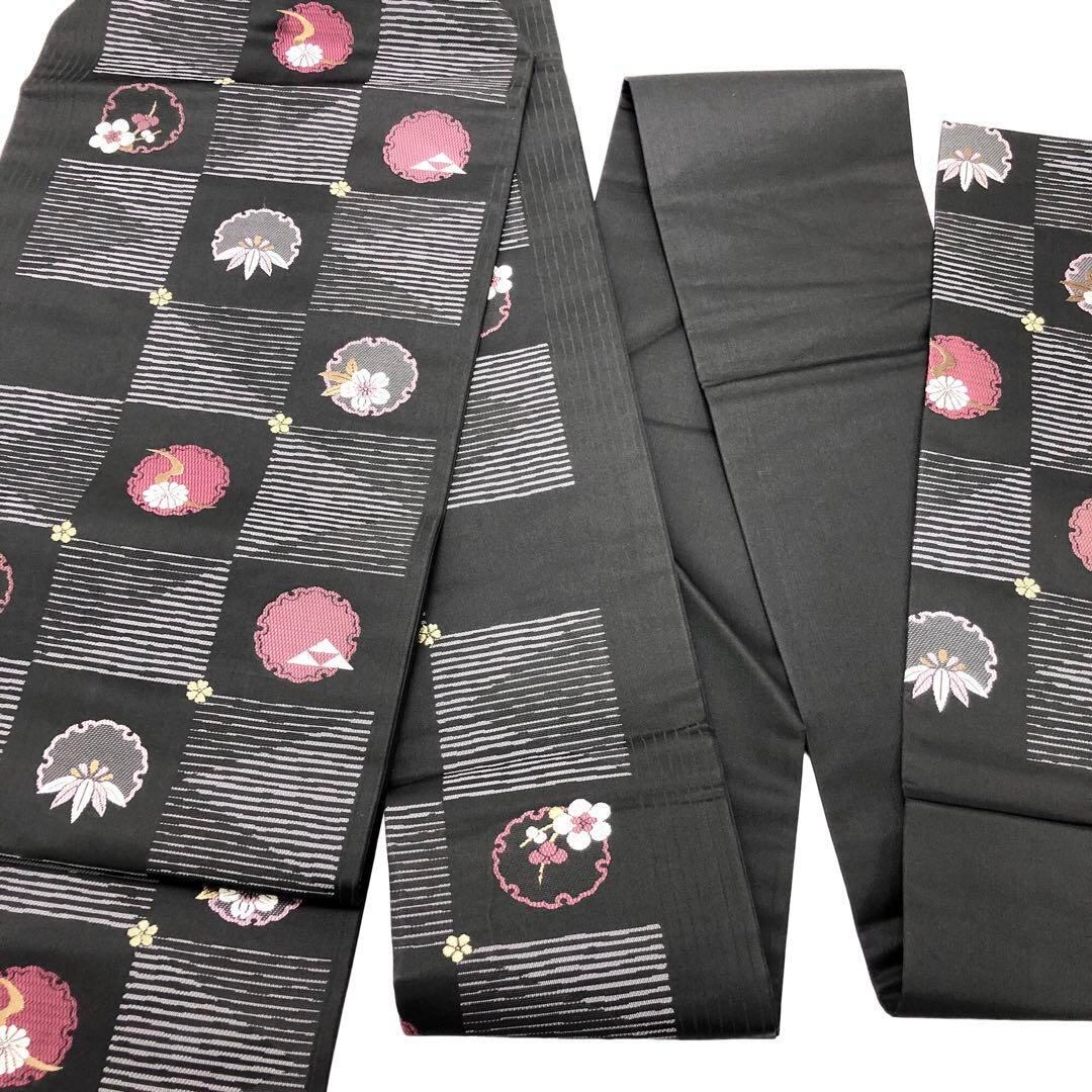 専門店の安心の1ヶ月保証付 O-2700 名古屋帯 色彩美しい猫に手毬柄