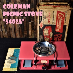 コールマン ピクニックストーブ ツーバーナー 5402A ピンク コンパクト 1950年1960年 ビンテージ ストーブ シングルバーナー COLEMAN 純正箱付き 比較的美品