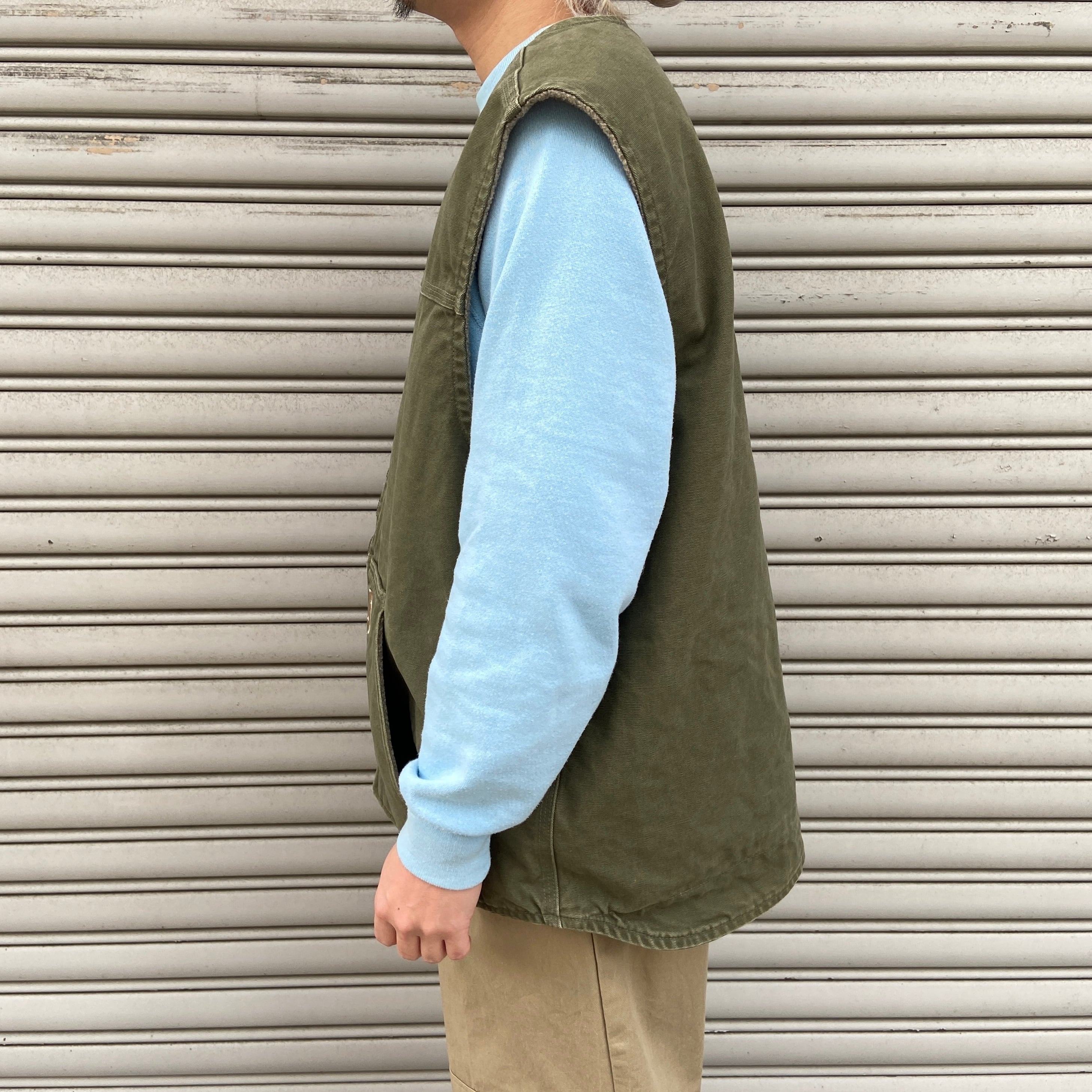 carhartt カーハート ダックベスト V26 カーキ ボアライナー XL | 古着