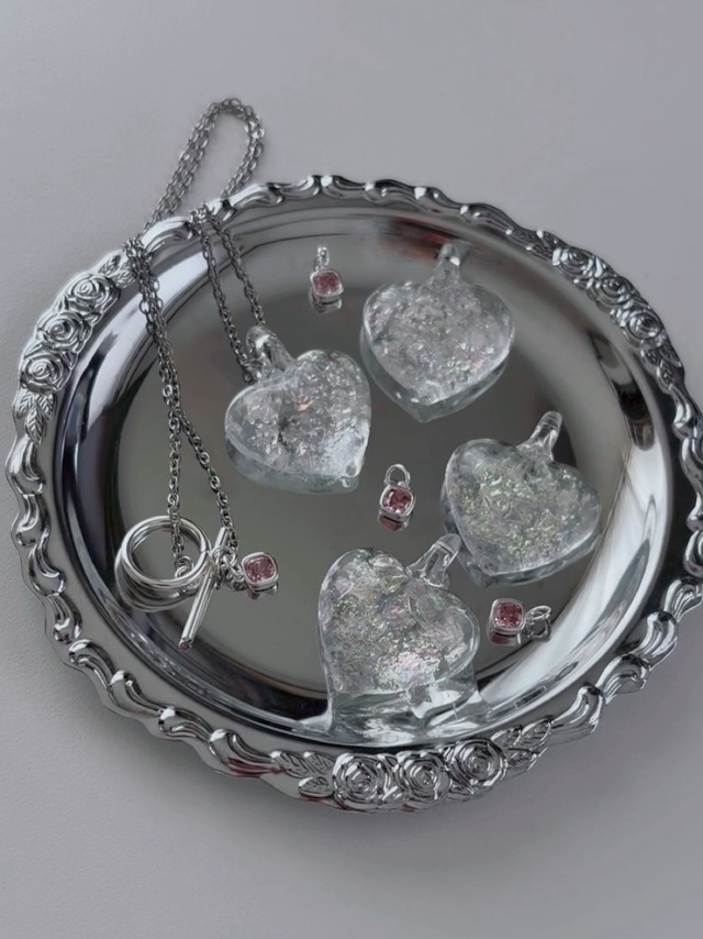 lamp work glass heart necklace