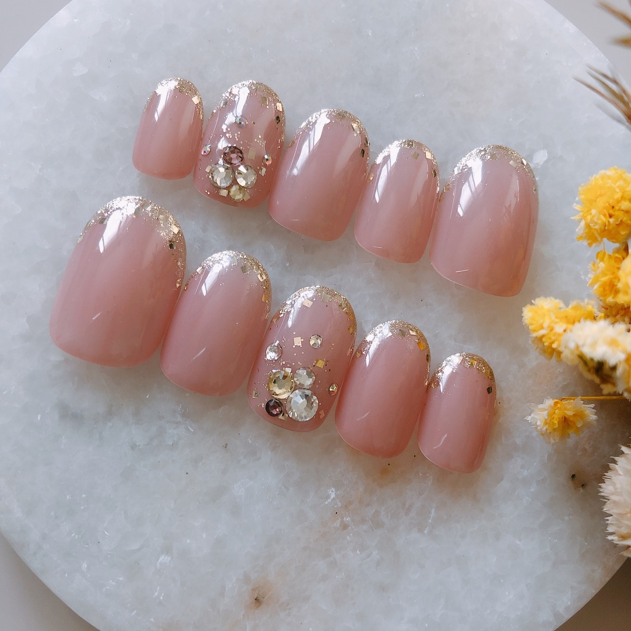 サイズオーダー】ネイルチップ 春ネイルチップ 花柄ネイルチップ 