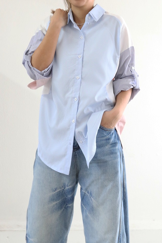 ミックスストライプシャツ / Mixed Stripe Shirt(W25P1009H）