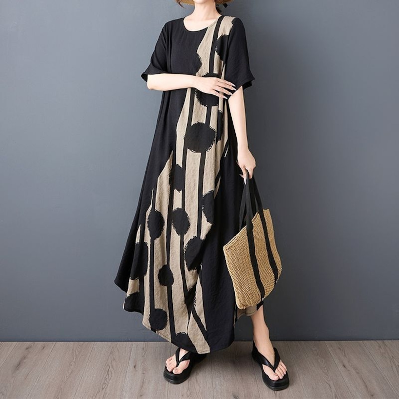 アートパターン Aライン ワンピース  30161