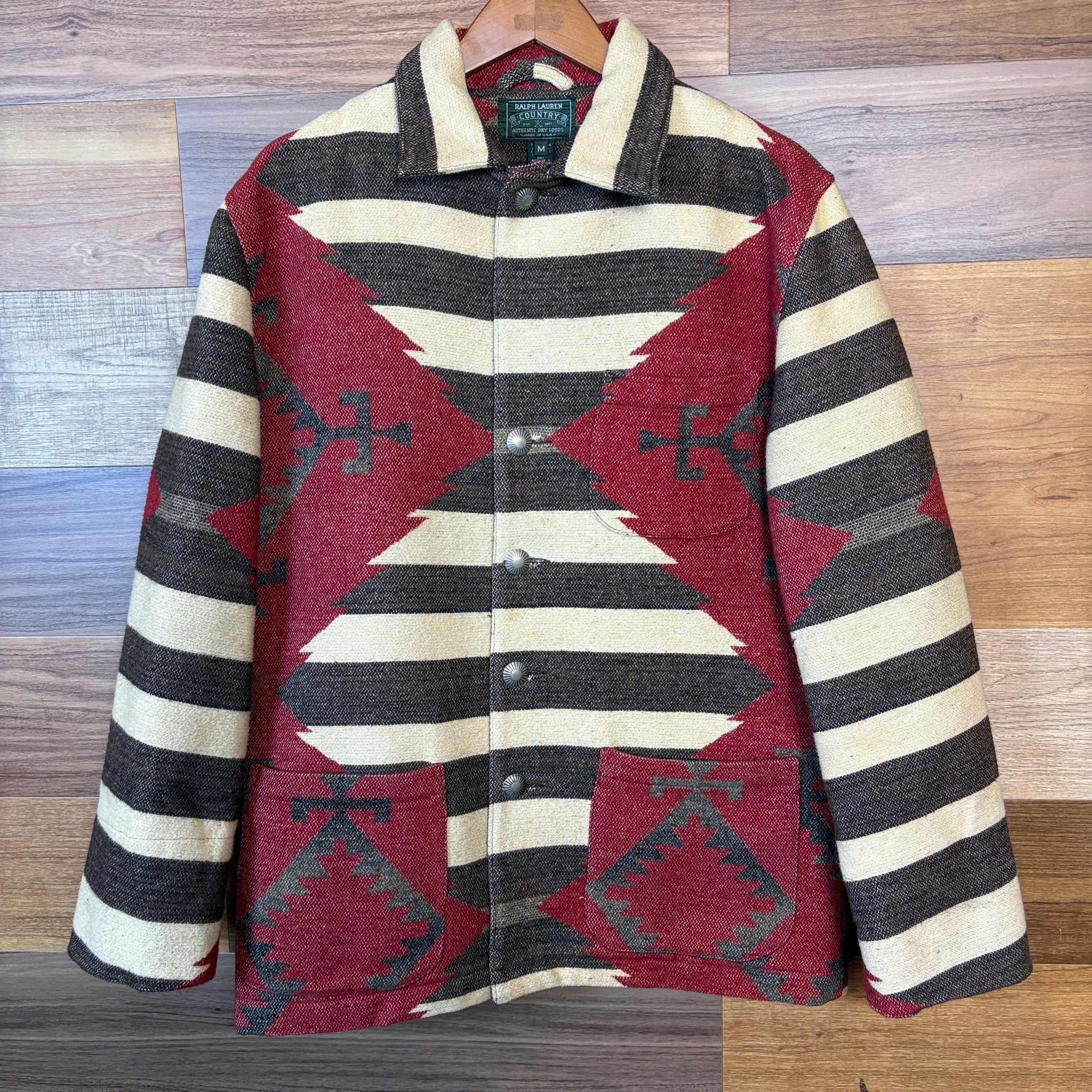 USA製 90s Ralph Lauren POLO COUNTRY ネイティブ柄 ラグジャケット