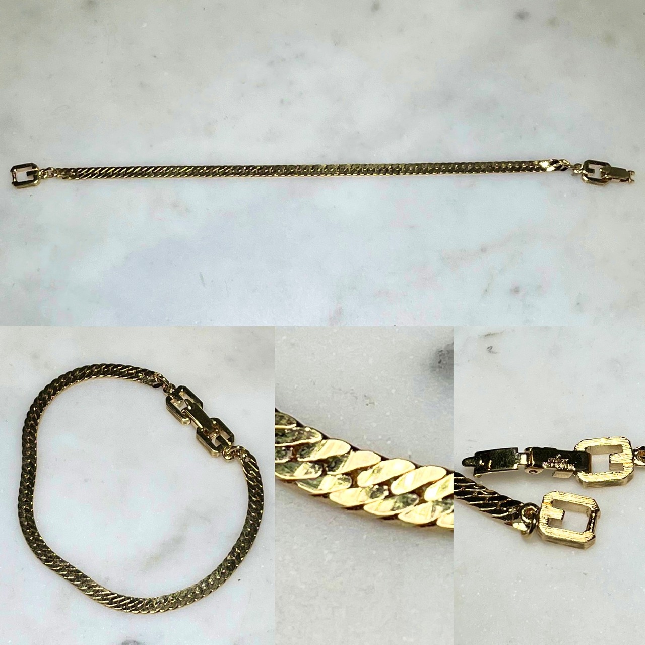 vintage GIVENCHY gold color metal snake chain bracelet