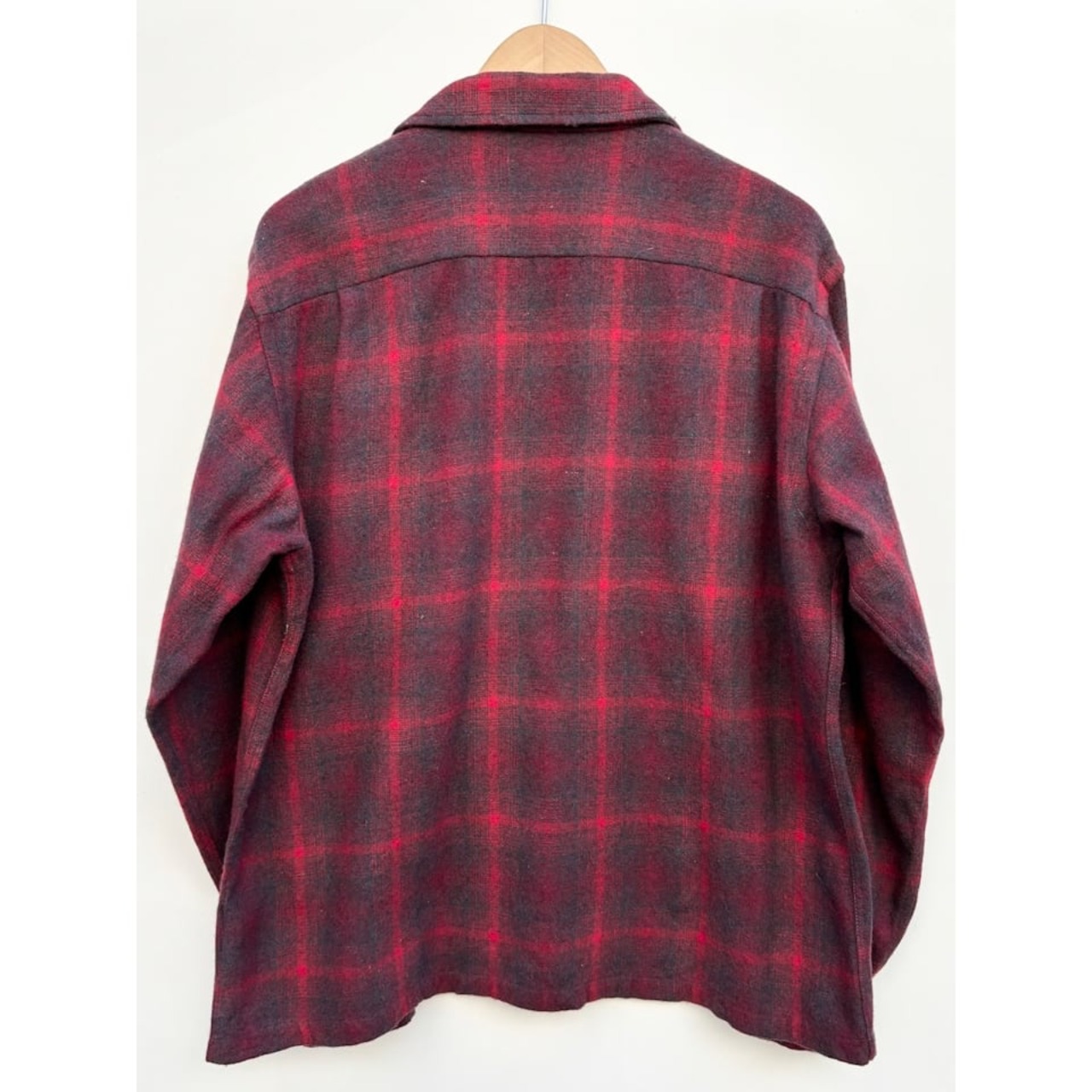 60s PONDEROSA "OMBRE CHECK" WOOL OPEN COLLAR SHIRT Size L