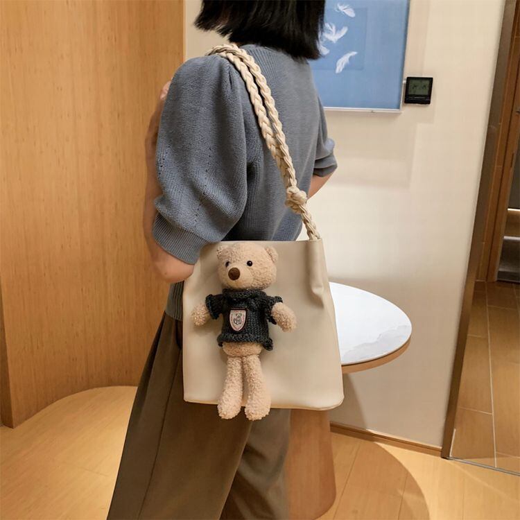 クマのぬいぐるみ ワンショルダートートバッグ アニマルバッグ