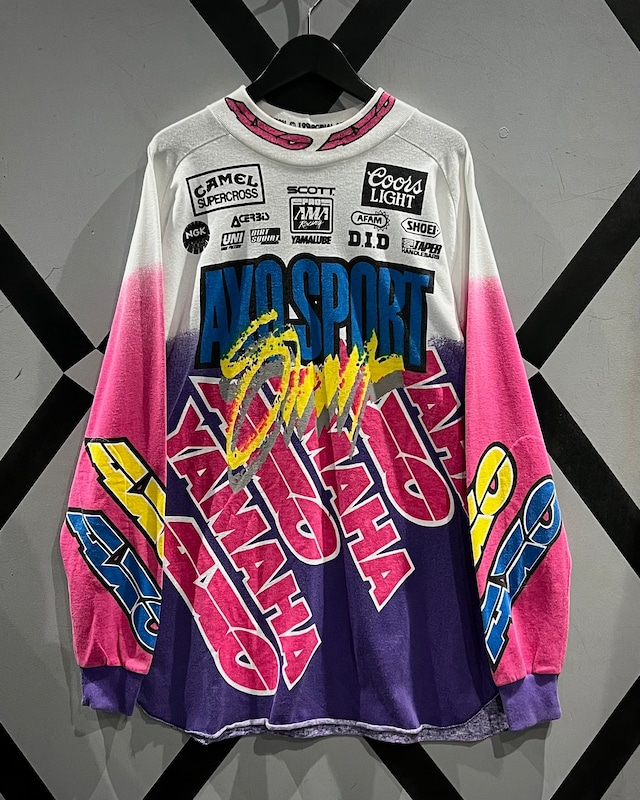 【X VINTAGE】90’s “AXO SPORT” Racing Design Mock Neck L/S T-Shirt
