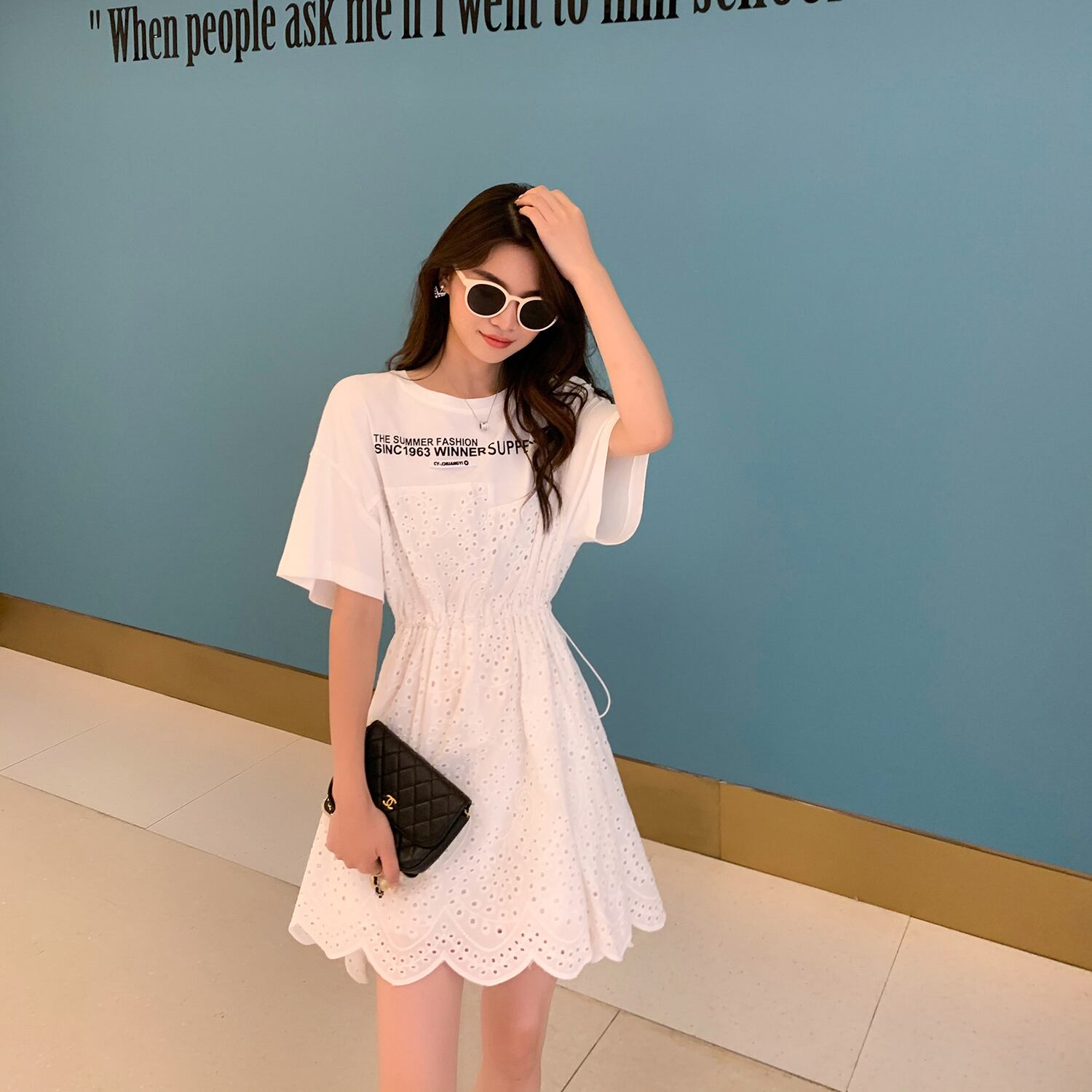 サマースタイルドレス ホワイトウェストスリムスカート 夏物 6Du_Shop_Women38573803155