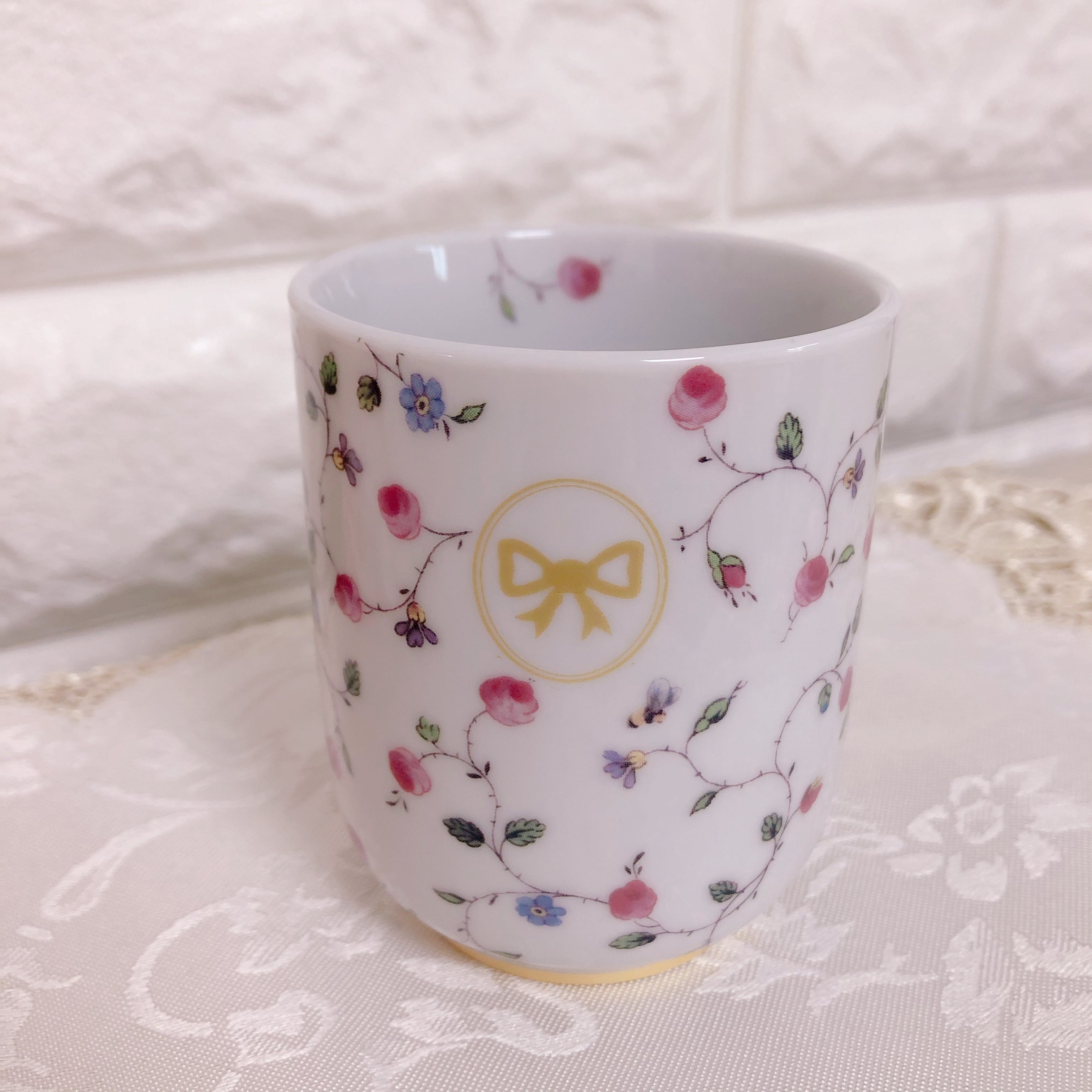 香蘭社花柄陶器茶碗、湯呑みセット