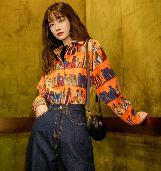 新生活 春新作 レディース トップス シャツ レトロ コーデュロイ