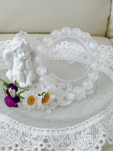 ブルームーンストーン(ペリステライト) インド産 高品質 4A ブレスレット 11.5~12㎜