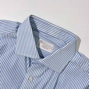 イタリア製 BARNEYS NEW YORK バーニーズ ニューヨーク ストライプ 長袖シャツ ワイシャツ 41-16/ブルー系 メンズ バーニーズジャパン