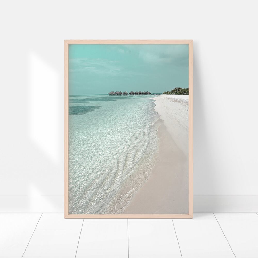 ポスター 夏の海の風景写真 / p0102 / エメラルドグリーンの海、砂浜や