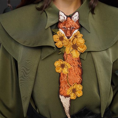 【Camoooni】キツネ刺繍ネクタイ　10734