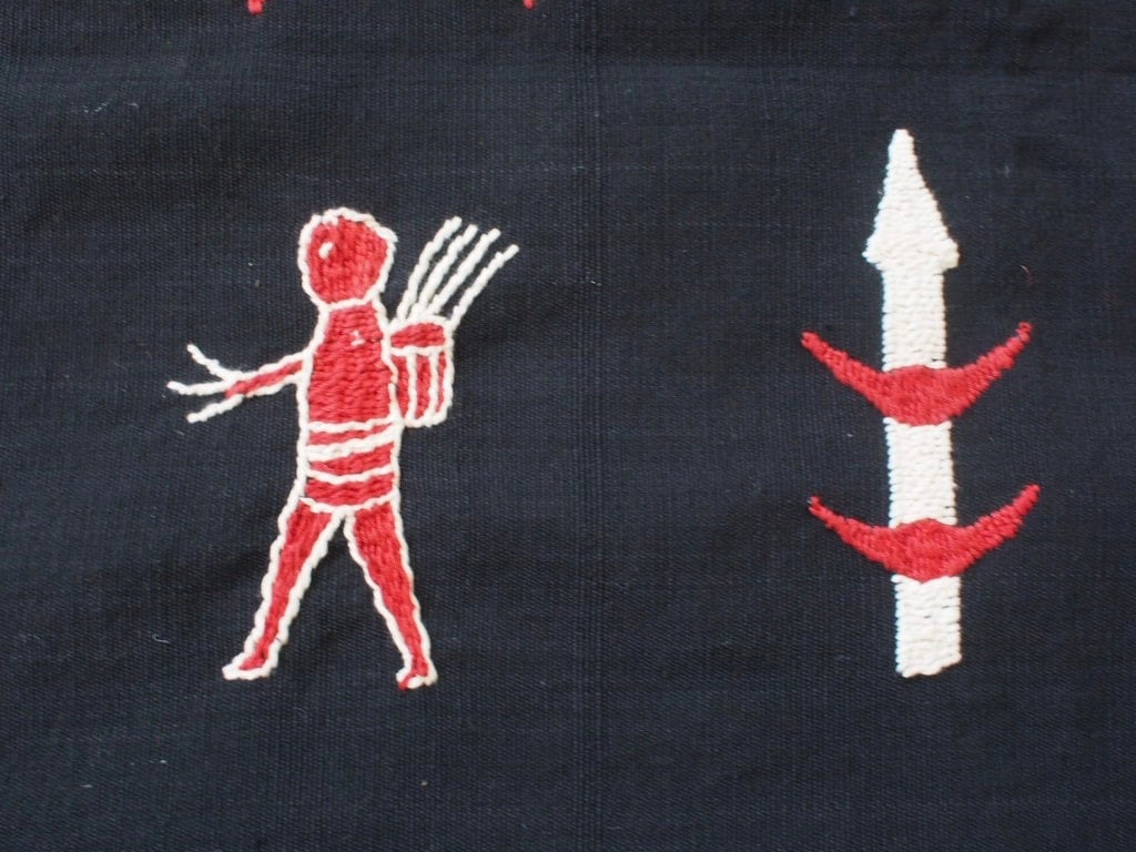 アカ族の手刺繍タペストリー カチン族,手刺繍，タペストリー