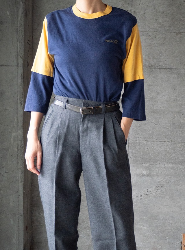 "Track & Court" 1980s Bicolor quarter sleeve tee