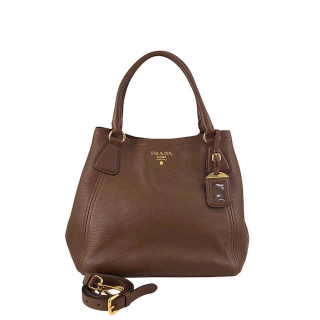 PRADA プラダ ショルダーバッグ ブラウン ロゴ レザー 2WAY vintage ヴィンテージ オールド avpisn