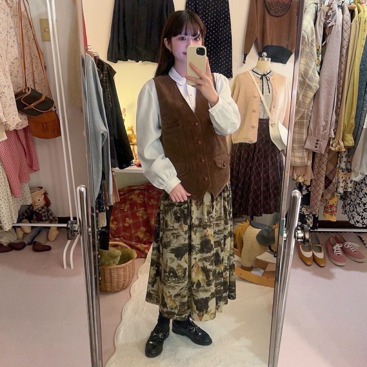 brown corduroy paisley liner vest